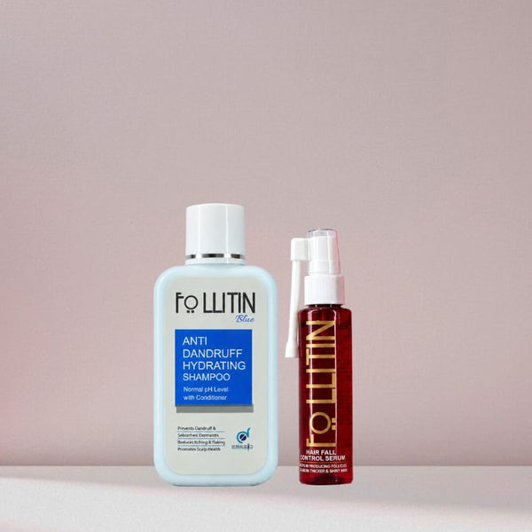 Follitin anti-dandruff shampoo and hair growth serum bundle by Dermalogics