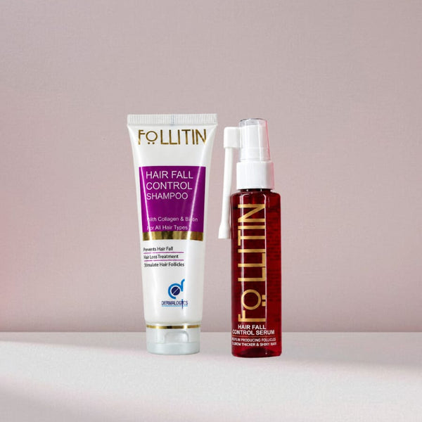 Follitin hair fall control shampoo and hair growth serum bundle by Dermalogics